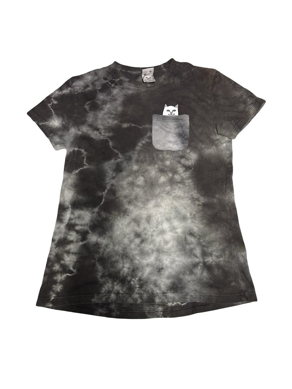 RIPNDIP Lord Nermal Pocket T Shirt Black Gray Tie Dye Adult Medium Cotton Tee